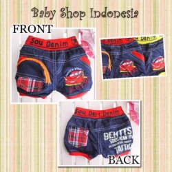 large LS017 Celana Pendek Denim Cars 53 Merah
